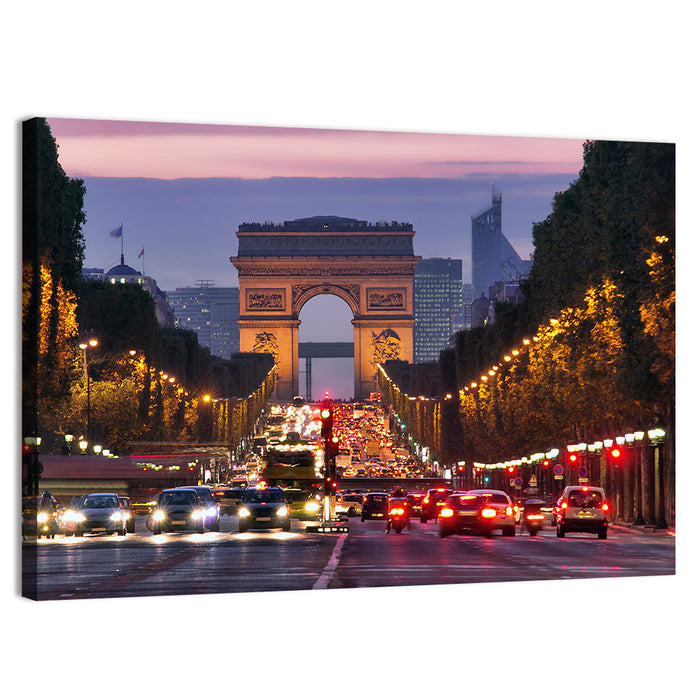 Arc De Triomphe at Twilight Wall Art as a canvas print
