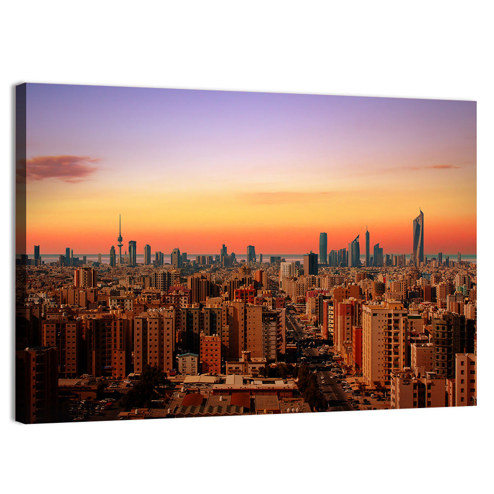 Kuwait City Skyline at Dusk Wall Art, canvas print, landscape