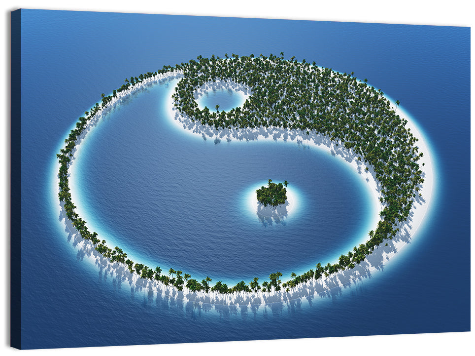 Yin Yang Tropical Island Aerial Wall Art, canvas print, landscape