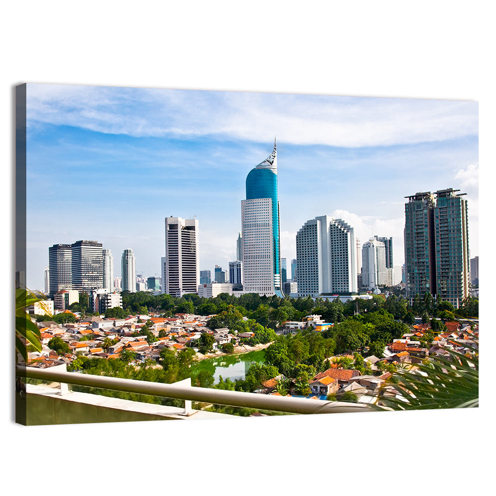 Jakarta Skyline with Wisma 46 Wall Art, canvas print, landscape