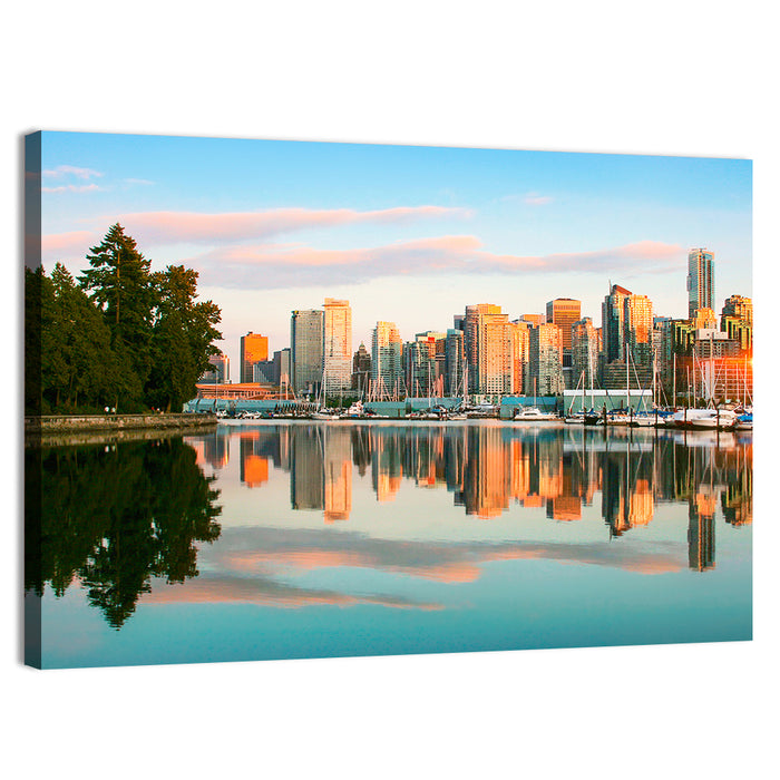 Vancouver Skyline at Coal Harbour Wall Art as a canvas print