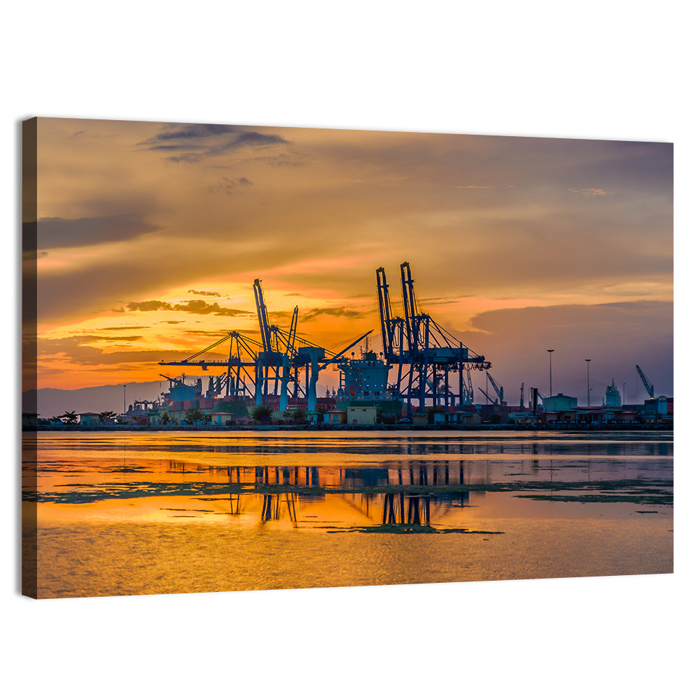 Djibouti Harbor at Sunset Wall Art, canvas print, landscape