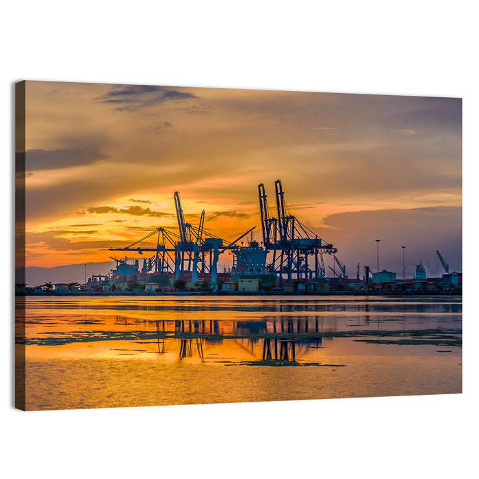 Djibouti Harbor at Sunset Wall Art as a canvas print