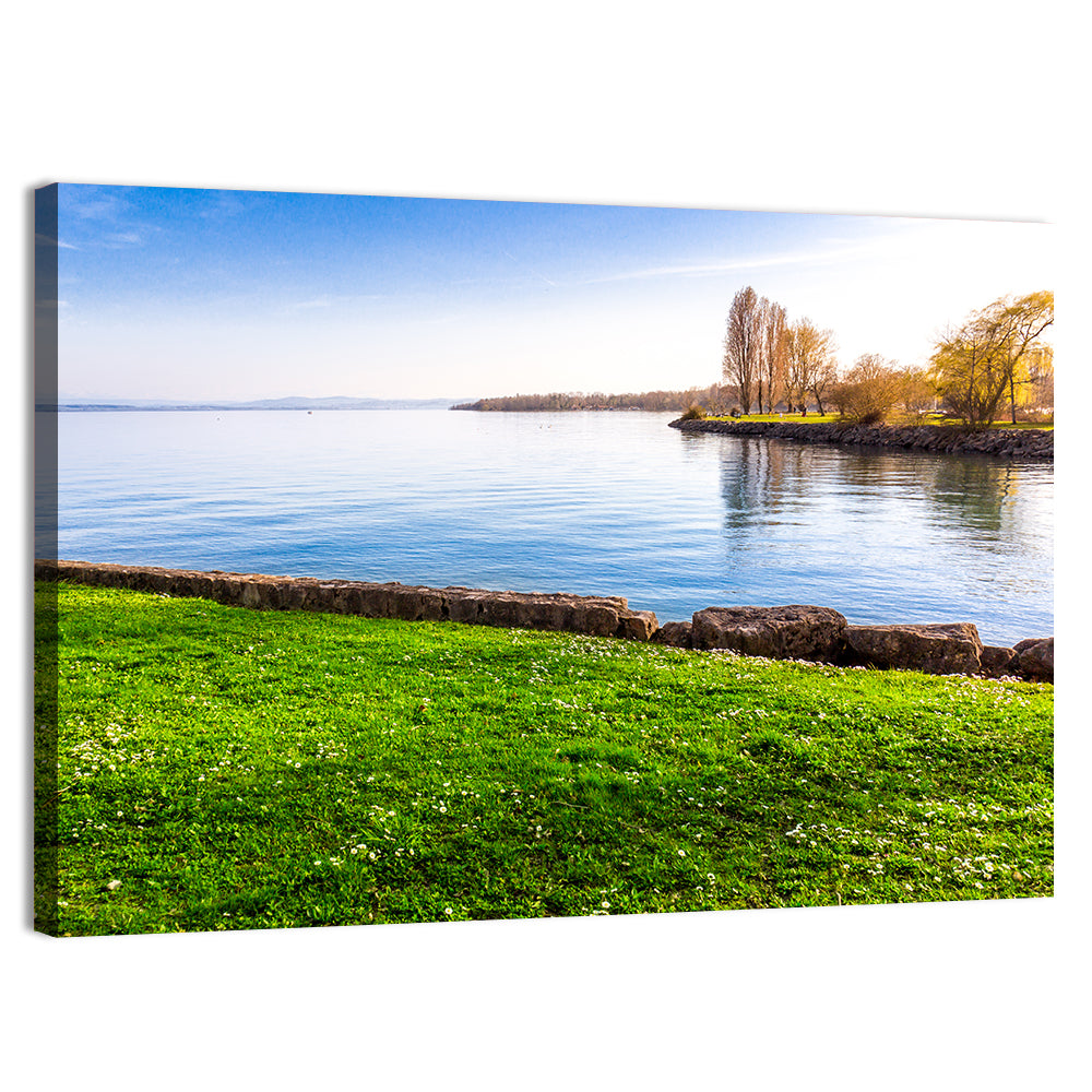 Lake Neuchatel Meadow Wall Art, canvas print, landscape