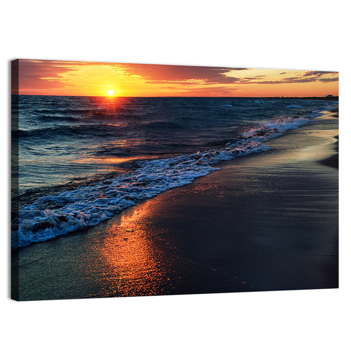 Lake Balkhash Golden Dusk Wall Art as a canvas print