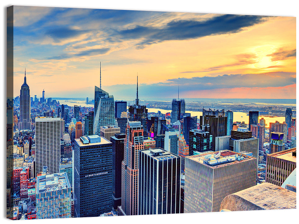 Midtown Manhattan Skyline at Dusk Wall Art, canvas print, landscape
