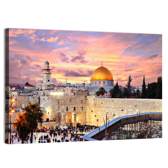 Jerusalem Old City Sunset Wall Art as a canvas print