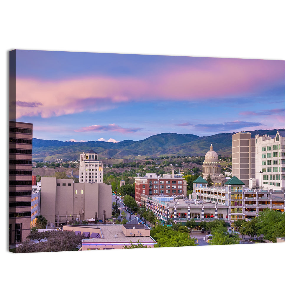 Boise Downtown at Golden Hour Wall Art, canvas print, landscape