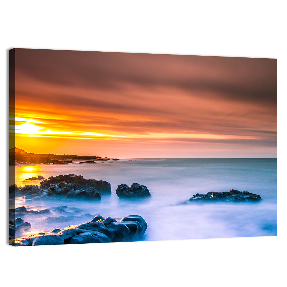 Reykjanes Golden Hour Beach Wall Art, canvas print, landscape