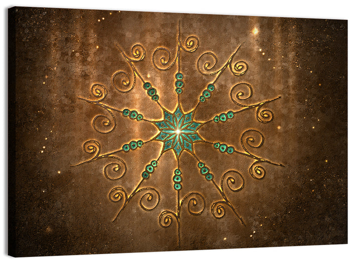 Celestial Twelve-point Mandala Star Wall Art as a canvas print