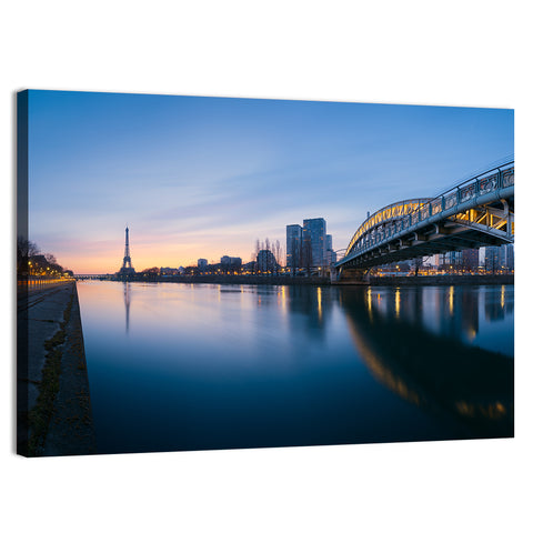 Eiffel Tower Golden Hour Reflection Wall Art