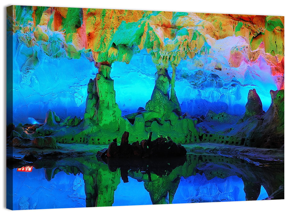 Guilin Led Lit Cave Reflection Wall Art, canvas print, landscape