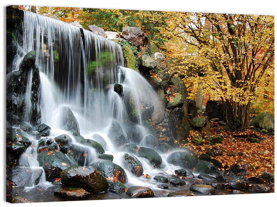 Autumn Waterfall at Sonsbeek Park Wall Art, canvas print, landscape