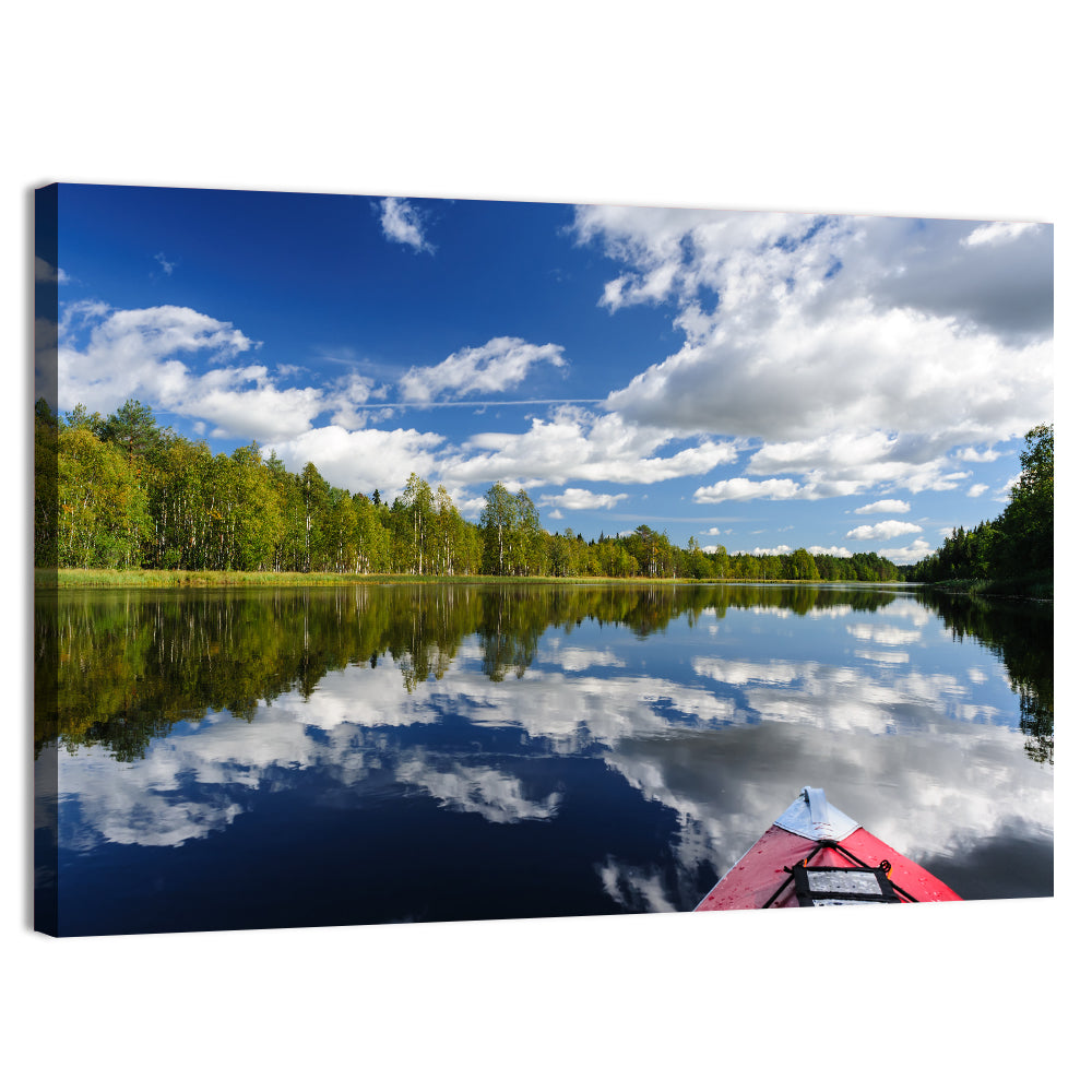 Karelia Kayak Reflection Wall Art, canvas print, landscape