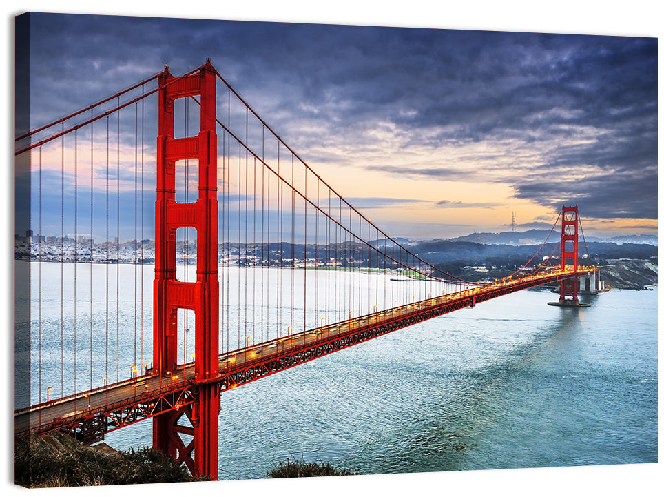 Golden Gate Bridge at Dusk Wall Art, canvas print, landscape
