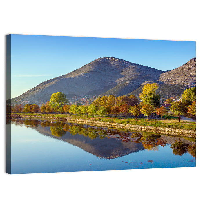 Trebišnjica River Reflection, Trebinje Wall Art as a canvas print
