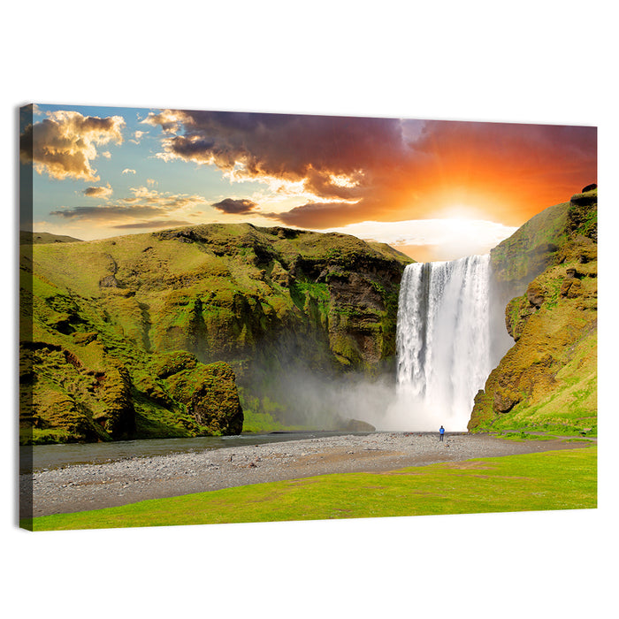 Skógafoss at Sunset Wall Art as a canvas print