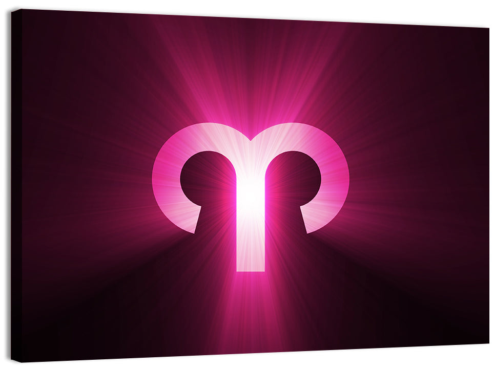 Radiant Aries Zodiac Emblem Wall Art, canvas print, landscape
