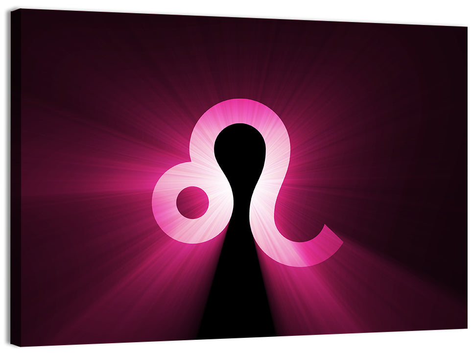 Glowing Magenta Leo Symbol Wall Art, canvas print, landscape