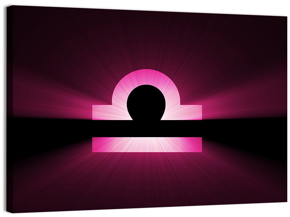 Libra Symbol Neon Glow Wall Art, canvas print, landscape