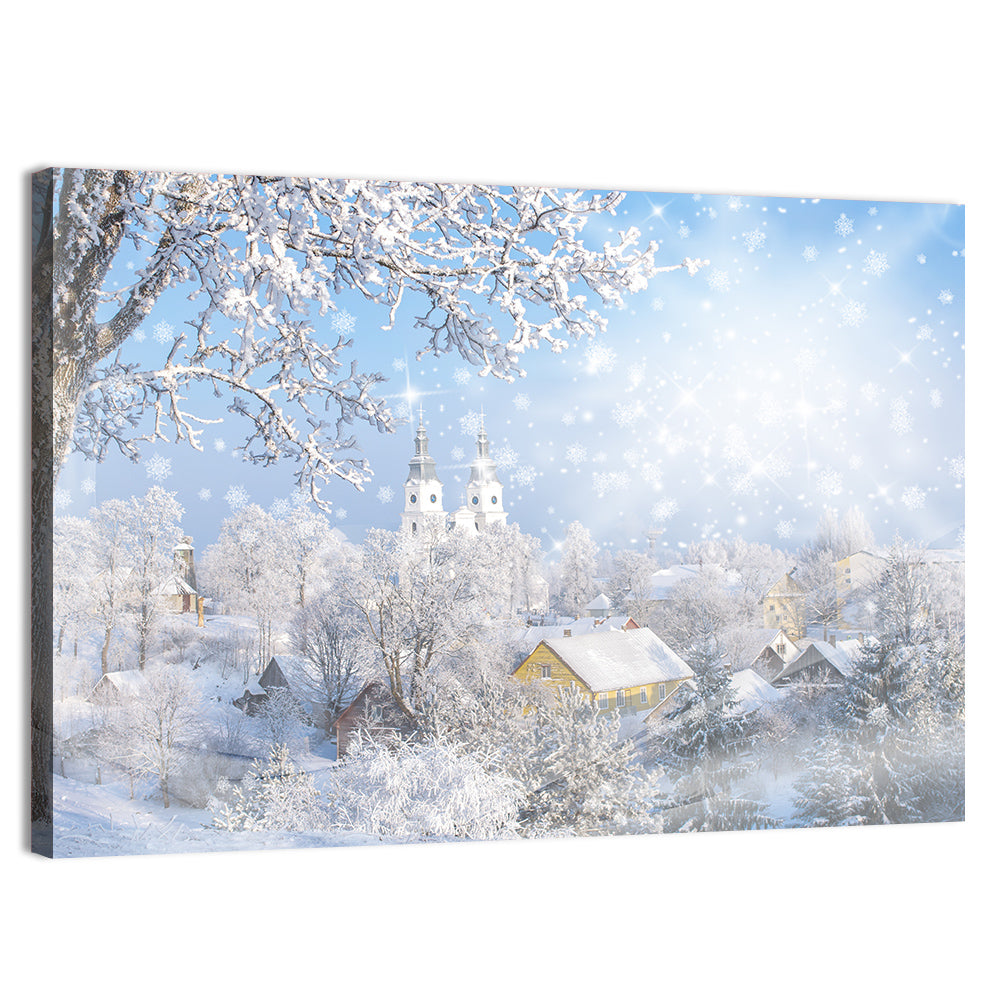 Frosted Village Wall Art, canvas print, landscape