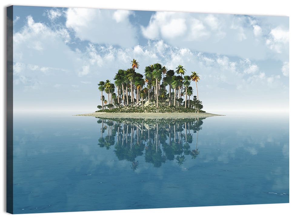 Tropical Island Mirror Reflection Wall Art, canvas print, landscape