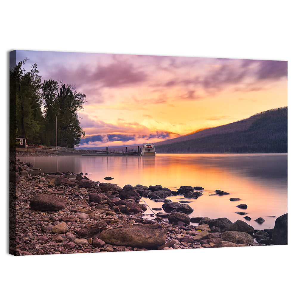 Lake Mcdonald Sunset Reflection Wall Art, canvas print, landscape