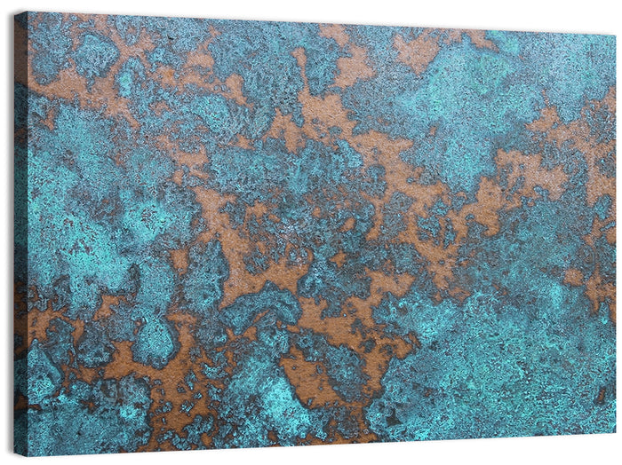 Oxidized Copper Patina Abstract Wall Art as a canvas print