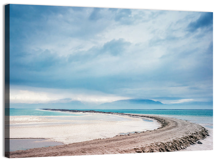 Dead Sea Salt Flats Coastline Wall Art as a canvas print
