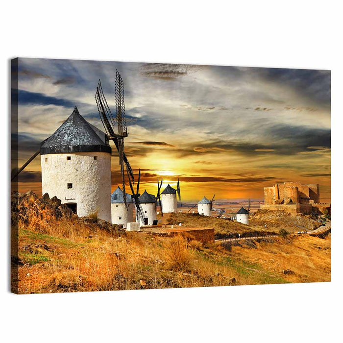 Windmills of Consuegra at Sunset Wall Art as a canvas print