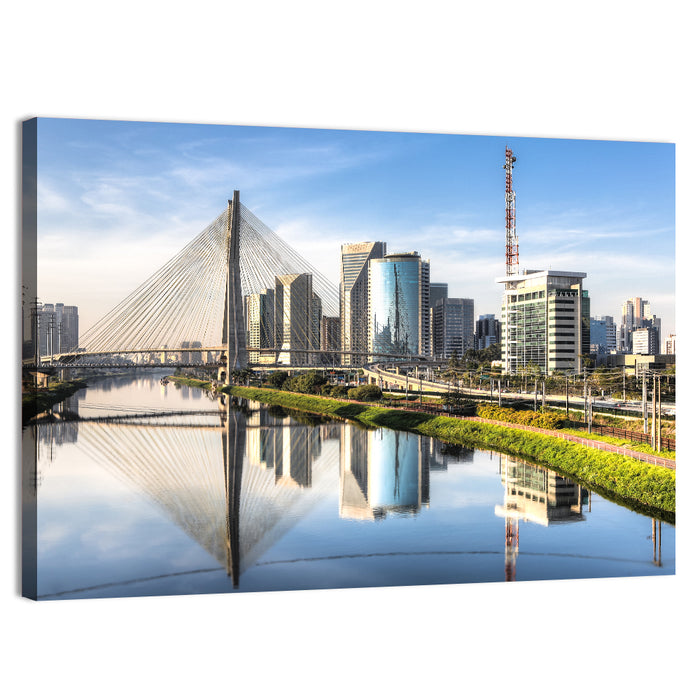 Estaiada Bridge Reflections Wall Art as a canvas print