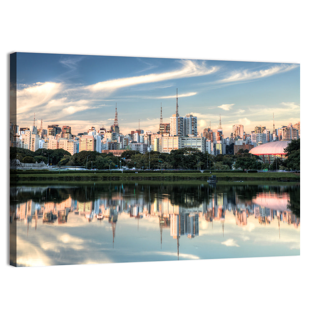 Ibirapuera Park Golden Hour Reflection Wall Art, canvas print, landscape