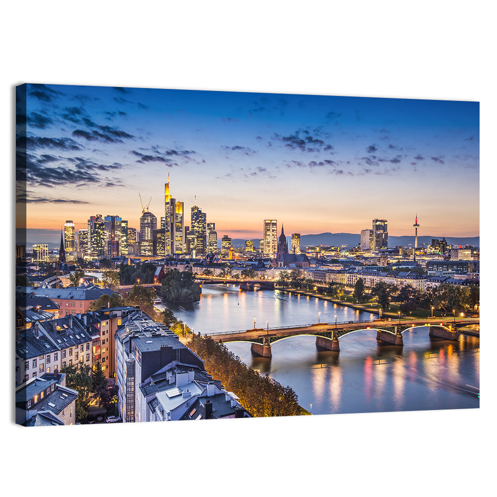 Frankfurt Twilight Skyline Wall Art, canvas print, landscape