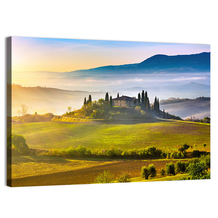 Tuscan Morning Landscape Wall Art as a canvas print