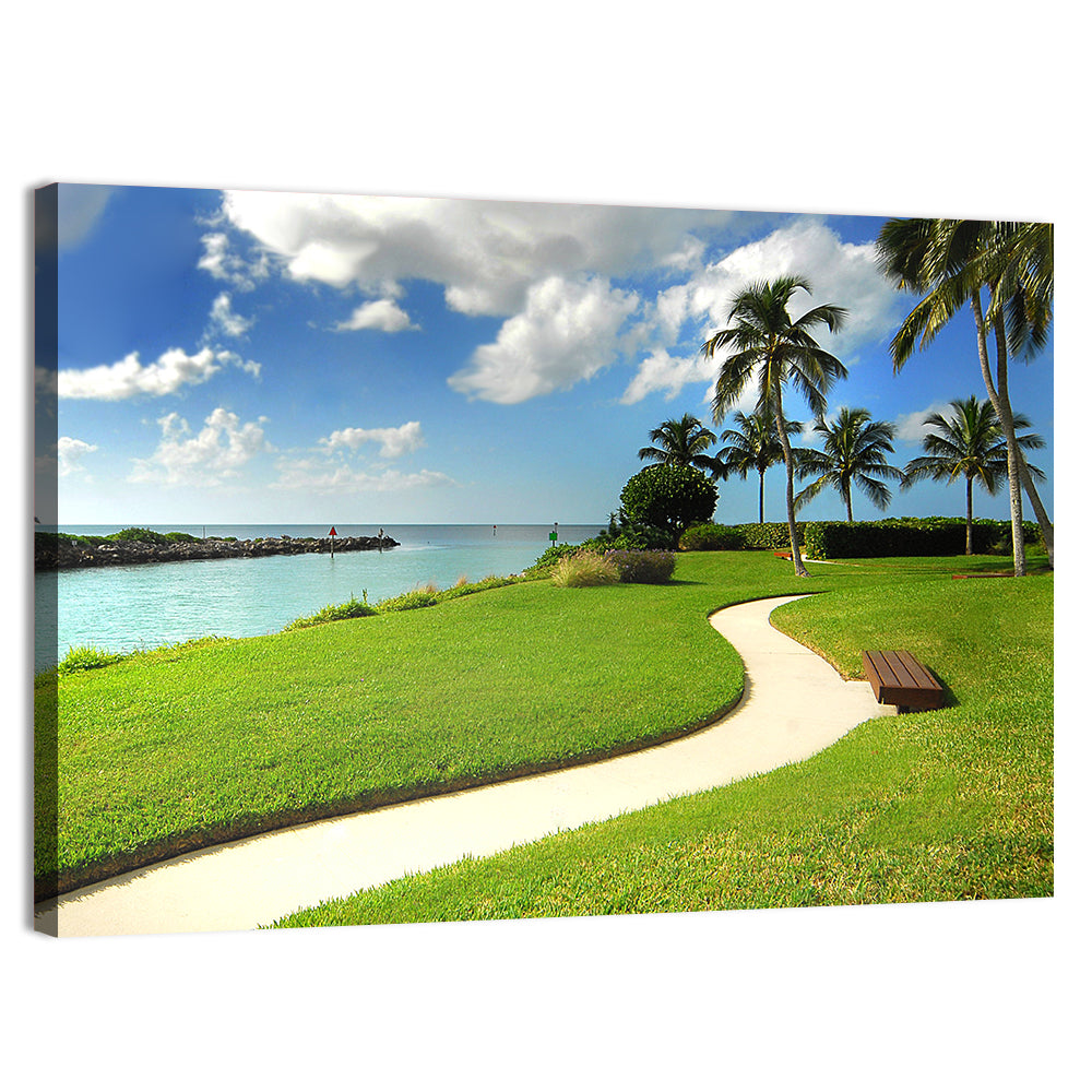 Tropical Coastal Pathway Wall Art, canvas print, landscape