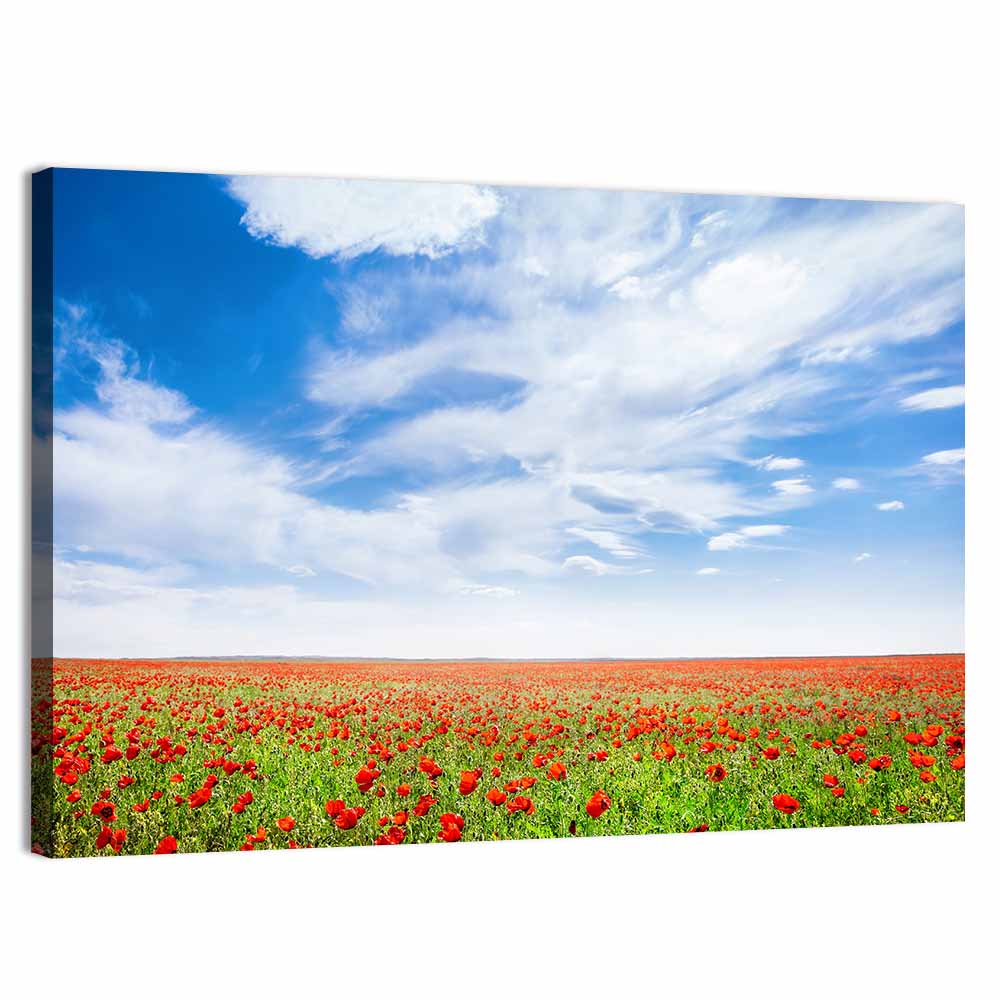 Red Poppy Field Wall Art, canvas print, landscape