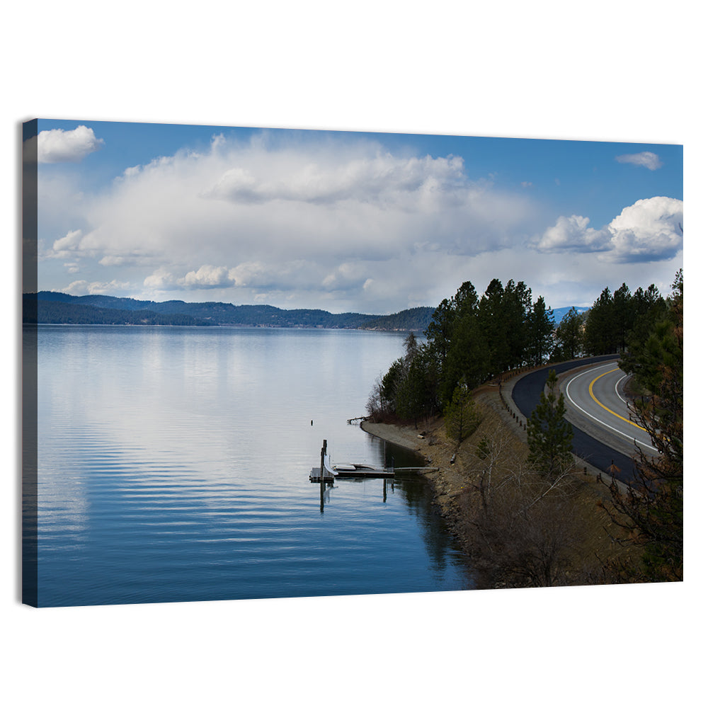 Coeur D'alene Lakeshore View Wall Art, canvas print, landscape