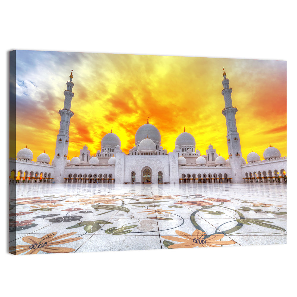 Sheikh Zayed Grand Mosque at Sunset Wall Art, canvas print, landscape