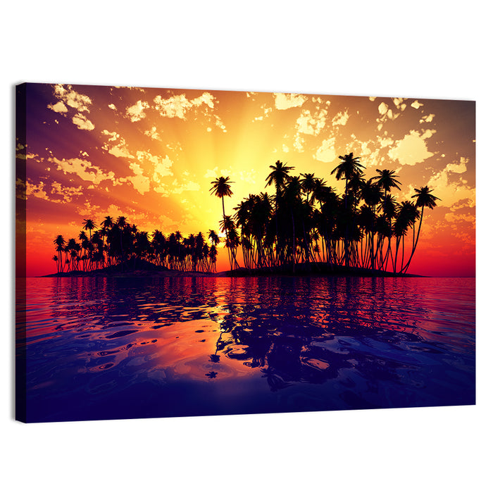 Coconut Island Sunset Wall Art as a canvas print