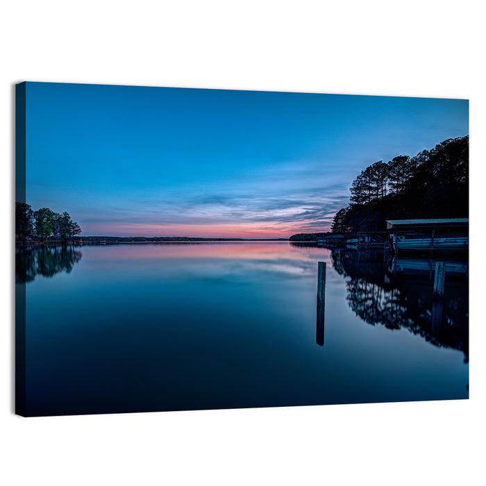 Lake Gaston Twilight Reflection Wall Art as a canvas print