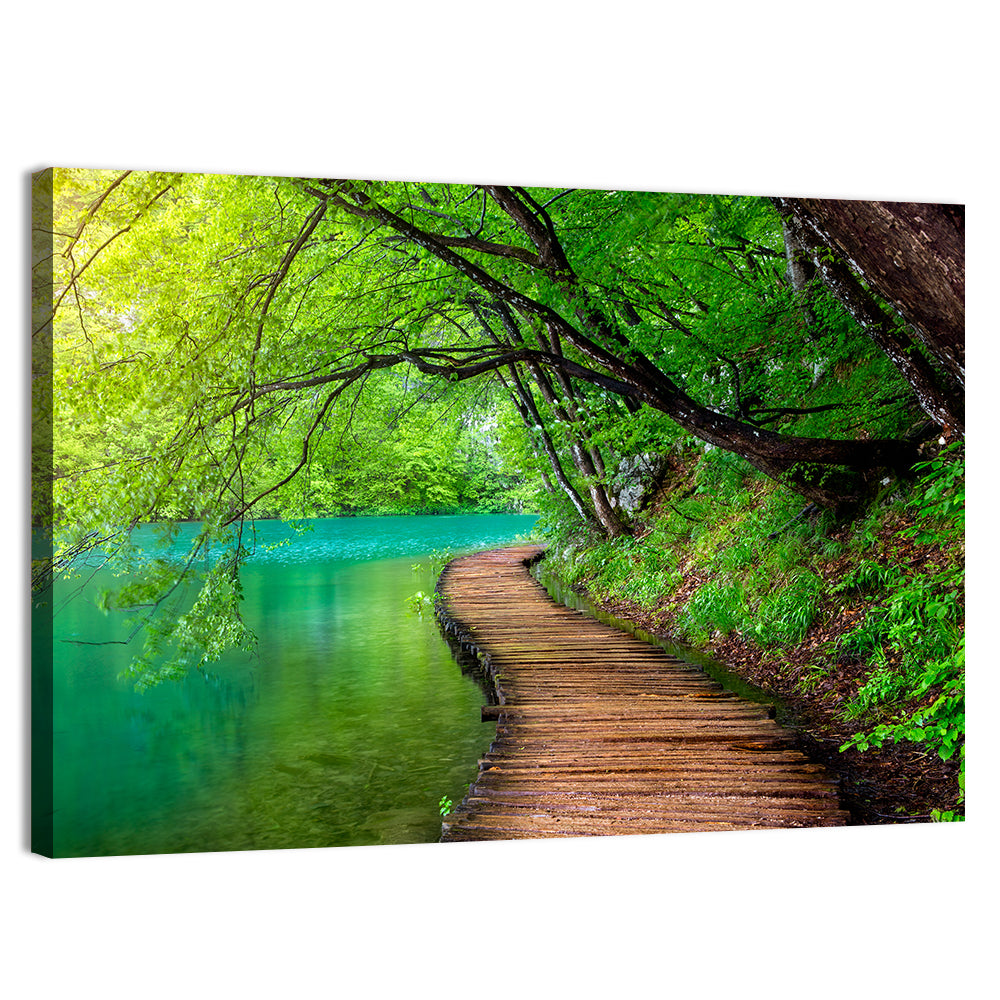 Plitvice Lakes Boardwalk Wall Art, canvas print, landscape