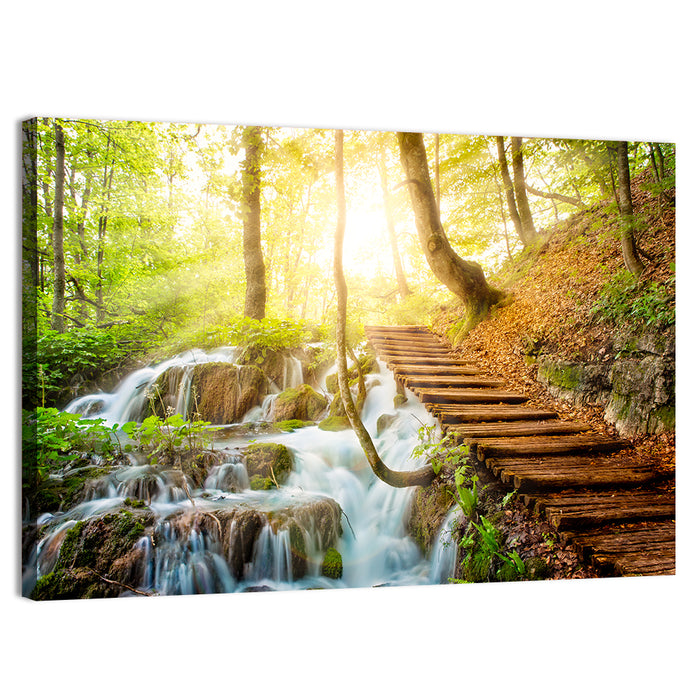 Plitvice Lakes Walkway Wall Art as a canvas print