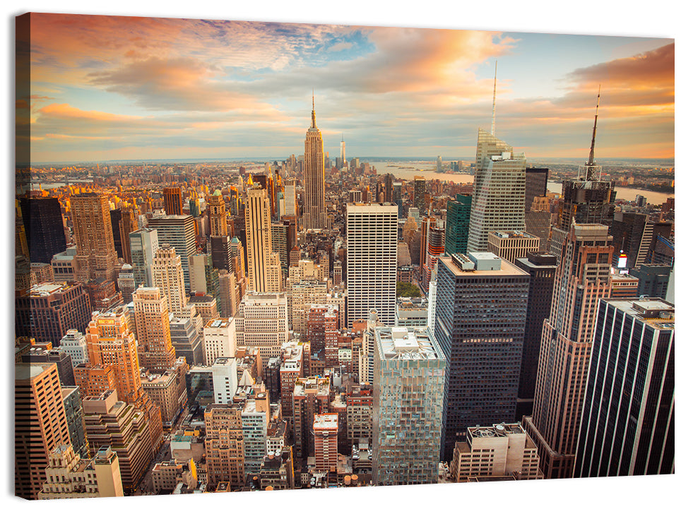 Midtown Manhattan Skyline at Sunset Wall Art, canvas print, landscape