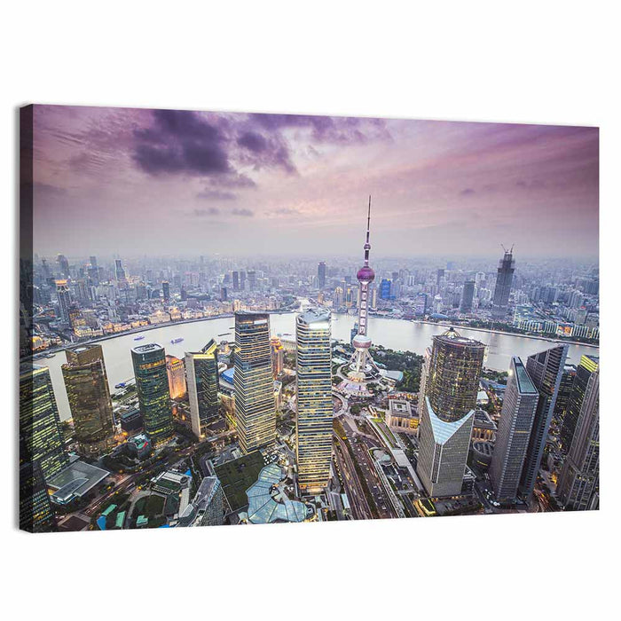 Pudong Cityscape Wall Art as a canvas print