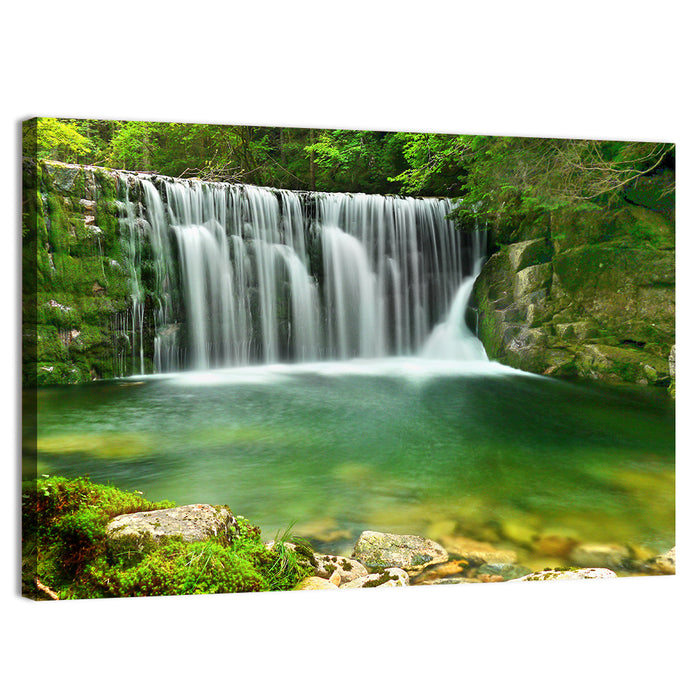 Emerald Lake Cascade Wall Art as a canvas print