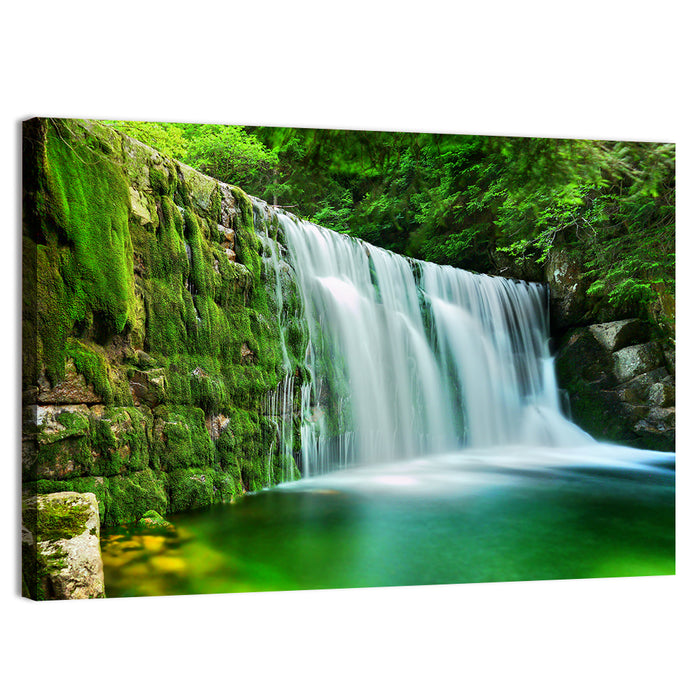 Emerald Lake Cascade Wall Art as a canvas print