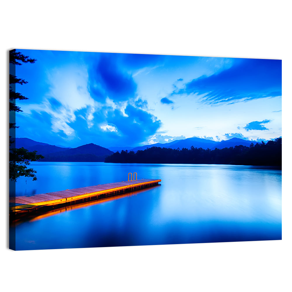 Lake Santeetlah Pier at Dusk Wall Art, canvas print, landscape