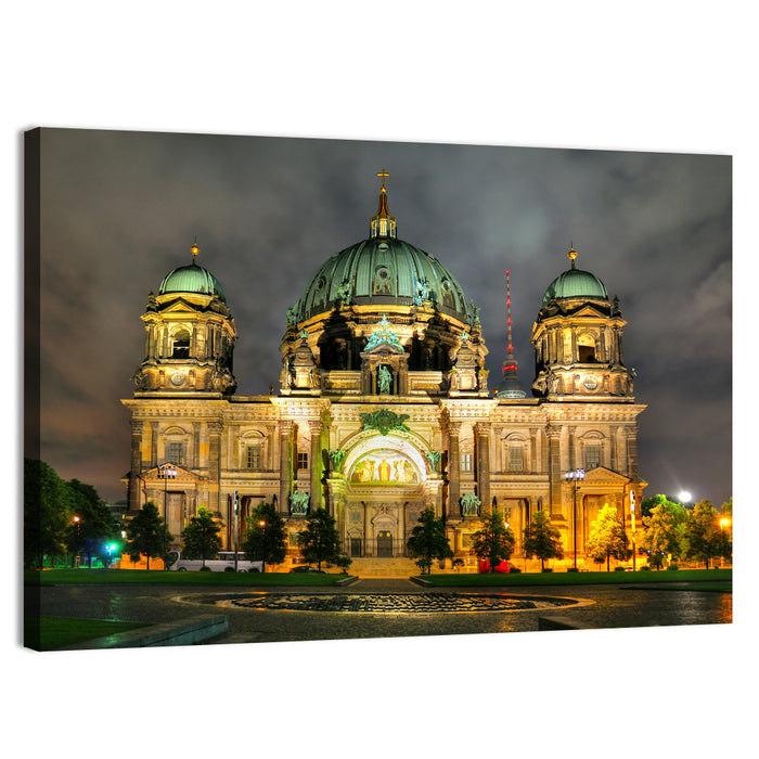 Berlin Cathedral Night View Wall Art as a canvas print