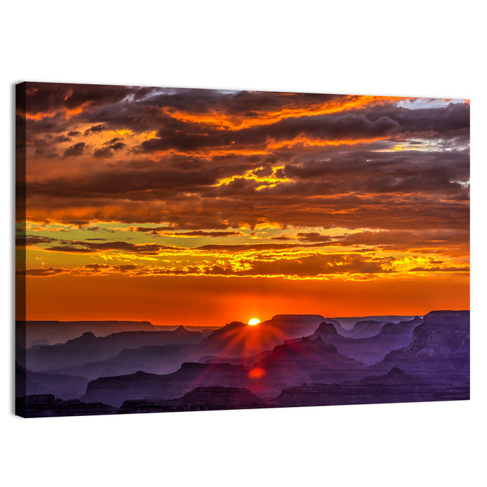 Lipan Point Sunset Sunburst Wall Art as a canvas print