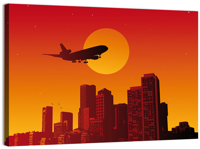 Tri Jet Sunset Skyline Wall Art as a canvas print